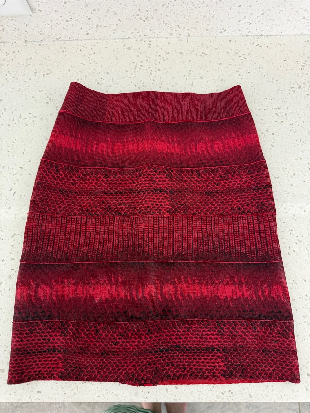 STUNNING Hervé Léger Red Snakeskin Ombré Bandage Skirt